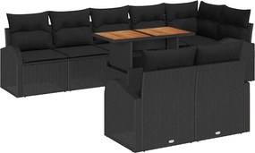 vidaXL Σετ Καναπέ Κήπου με αποθήκευση 9 pcs Μαύρο Πολυ ράταν