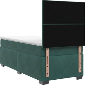 vidaXL Κρεβάτι box spring με στρώμα Σκούρο Πράσινο 100 x 200 cm