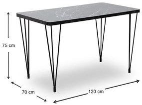 Σετ τραπεζαρία 5τμχ Roger - Christy Megapap Mdf - ύφασμα χρώμα μαύρο εφέ μαρμάρου - λαδί 120x70x75εκ.