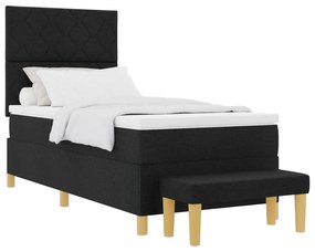 vidaXL Κρεβάτι με Βαθμό και Πολυθρόνα Μαύρο 90x200 εκ. Ύφασμα