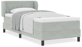 vidaXL Κρεβάτι με Στρώμα Light Grey 90x200 cm από Βελούδο