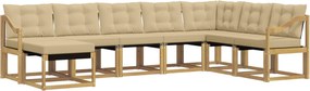 vidaXL Σειρά Καναπέ Εξωτερικού με μαξιλάρι 8 pcs Λευκό και Μπεζ