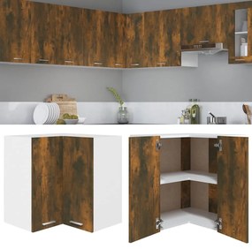 Κρεμαστό Γωνιακό Ντουλάπι "Lyon" από Καπνιστή Δρυς 57x57x60 εκ. από Τεχνητό Ξύλο