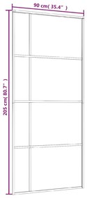 Συρόμενη Πόρτα Λευκή 90 x 205 εκ. από Γυαλί ESG / Αλουμίνιο - Λευκό