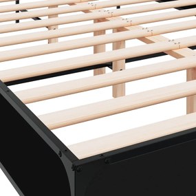 vidaXL Πλαίσιο Κρεβατιού Μαύρο 120x190 εκ. Επεξ. Ξύλο &amp; Μέταλλο