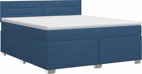vidaXL Κρεβάτι box spring με στρώμα Μπλε 180 x 200 cm Ύφασμα
