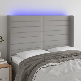 Κεφαλάρι Κρεβατιού LED Ανοιχτό Γκρι 147x16x118/128 εκ. - Γκρι