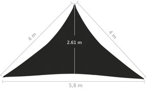 Πανί Σκίασης Μαύρο 4 x 4 x 5,8 μ. από HDPE 160 γρ./μ² - Μαύρο