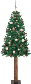 vidaXL Λεπτό χριστουγεννιάτικο δέντρο με LED Green 210 cm