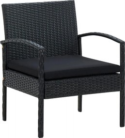 vidaXL Πολυθρόνα Κήπου Μαύρη από Συνθετικό Ρατάν με Μαξιλάρι