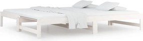 vidaXL Καναπές Κρεβάτι Συρόμενος Λευκός 2x(80x200) εκ. από Μασίφ Πεύκο