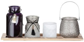 Σετ Φανάρι/Βάζο ArteLibre Πολύχρωμο Γυαλί 15x40x18cm Σετ 4Τμχ-05160376