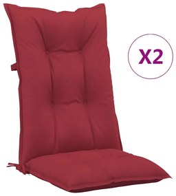 vidaXL Μαξιλάρια Καρέκλας Κήπου Πλάτη 2τεμ Μπορντό 120x50x7 εκ. Ύφασμα