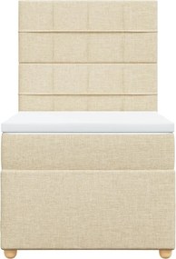 vidaXL Κρεβάτι Boxspring με Στρώμα Κρεμ 100 x 200 εκ. Υφασμάτινο