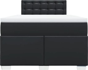 vidaXL Κρεβάτι Boxspring με Στρώμα Μαύρο 120 x 200 εκ. Συνθετικό Δέρμα