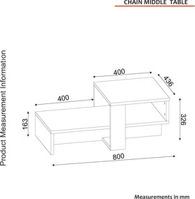 Τραπεζάκι Σαλονιού Λευκό / Καρυδιά CHAIN 80x43,6x16,3