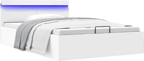 vidaXL Πλαίσιο Κρεβατιού με Αποθ. Χώρο/LED Λευκό 120x200 εκ. Δερματίνη