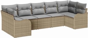 vidaXL Σετ Καναπέ Κήπου 7 pcs μπεζ και ανοιχτό γκρι Πολυ ράταν