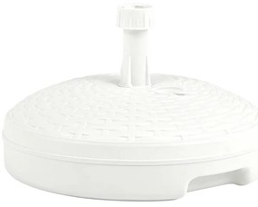 vidaXL Βάση Ομπρέλας Λευκή 20 Λίτρα Πλαστικό Ρατάν για Άμμο / Νερό