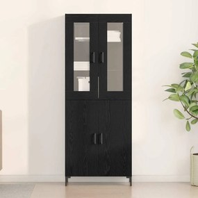 vidaXL Highboard Επιτοίχιο 2 pcs Μαύρη δρυς 69.5 x 34 x 180 εκ.