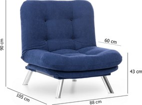 Πολυθρόνα Σκούρο Μπλε MISA SOLO 105x88x90
