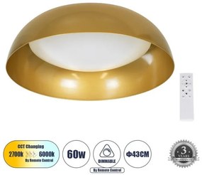 Πλαφονιέρα Φωτιστικό Οροφής LED CCT 60W 6900lm ANATOLIA Globostar-61263-Χρυσό 61263