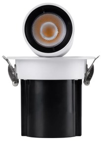 GloboStar VIRGO-S 60303 Χωνευτό LED Spot Downlight TrimLess Φ9cm 7W 875lm 36° AC 220-240V IP20 Φ9cm x Υ9cm - Στρόγγυλο - Λευκό με Μαύρο Κάτοπτρο - Θερμό Λευκό 2700K - Bridgelux COB - 5 Years Warranty