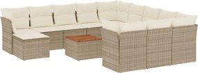 vidaXL Σετ Καναπέ Κήπου 13τεμ Μπεζ Συνθ. Ρατάν με Μαξιλάρια