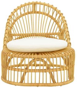 Πολυθρόνα Tromso paakoworld pe rattan σε φυσική απόχρωση με εκρού χρώμα μαξιλάρι 80x85x98εκ