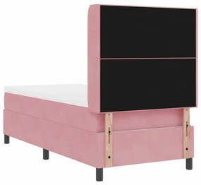 vidaXL Κρεβάτι με ελατήρια με κεφαλάρι Ροζ 90 x 190 cm Βελούδο