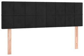 Κεφαλάρι Κρεβατιού LED Μαύρο 144x5x78/88 εκ. Βελούδινο - Μαύρο
