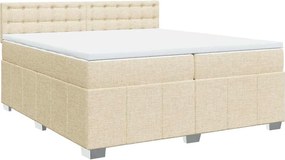 vidaXL Κρεβάτι Boxspring με Στρώμα Κρεμ 200x200 εκ. Υφασμάτινο