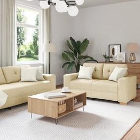 vidaXL Σετ Καναπέ με μαξιλάρι 2 pcs Κρεμ 221 x 78 x 80 εκ Ύφασμα