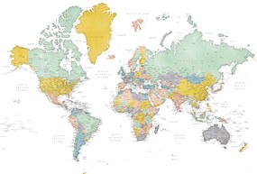 Χάρτης Detailed world map in mid-century colors, Patti, Blursbyai