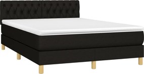 vidaXL Κρεβάτι Boxspring με Στρώμα Μαύρο 140x190 εκ. Υφασμάτινο