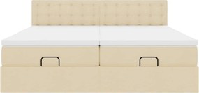 vidaXL Οθωμανικό κρεβάτι με στρώματα Κρέμα 180x200cm ύφασμα