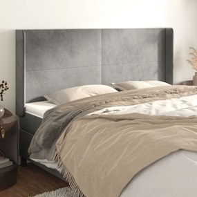 Κεφαλάρι με Πτερύγια Ανοιχτό Γκρι 163x16x118/128 εκ. Βελούδινο - Γκρι