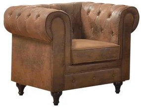Πολυθρόνα Chesterfield Ύφασμα Καφέ Camel 110x82x77cm