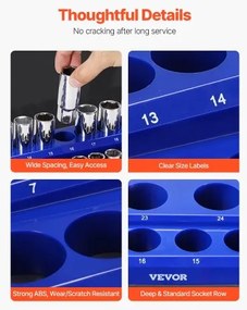 VEVOR Magnetic Socket Organizer Set 6PCS Socket Trays Blue &amp; Red for Metric SAE
