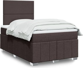 vidaXL Κρεβάτι Boxspring με Στρώμα Σκούρο Καφέ 120x190 εκ Υφασμάτινο
