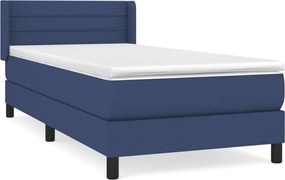 vidaXL Κρεβάτι Boxspring με Στρώμα Μπλε 90x190 εκ.Υφασμάτινο