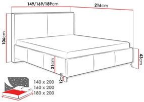 Επενδυμένο κρεβάτι Magnetic-Gkri-180 x 200