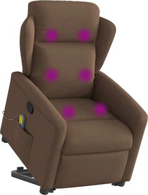 vidaXL Πολυθρόνα Μασάζ Ανακλινόμενη με Ανύψωση Καφέ Υφασμάτινη