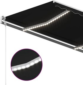 vidaXL Ηλεκτρική τέντα με LED και αισθητήρα 3,5 x 2,5 m Ανθρακί