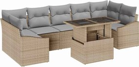 vidaXL Σετ Καναπέ Κήπου με αποθήκευση 8 pcs Μπεζ Πολυ ράταν