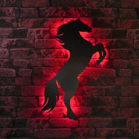 Διακοσμητικό Τοίχου Με Φως Led Wild Horse 692FRW1168 60x30cm Red-Black Wallity Mdf