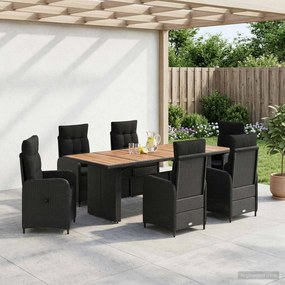 vidaXL Σετ Εξωτερικής Τραπέζης 7 τμχ. Μαύρο συνθετικό ρατάν