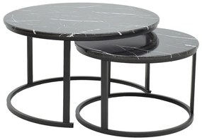 Τραπέζι Σαλονιού Revelon 292-000058 (Σετ 2Τμχ) 60x60x39/80x80x45cm Black-Marble