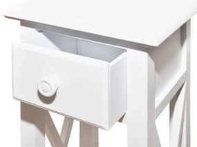 vidaXL Τραπεζάκι Βοηθητικό με Συρτάρι Λευκό