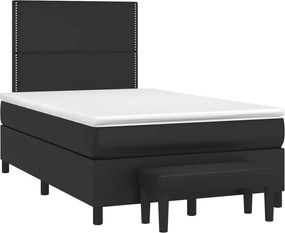 vidaXL Κρεβάτι Boxspring με Στρώμα Μαύρο 120 x 200 εκ. Συνθετικό Δέρμα